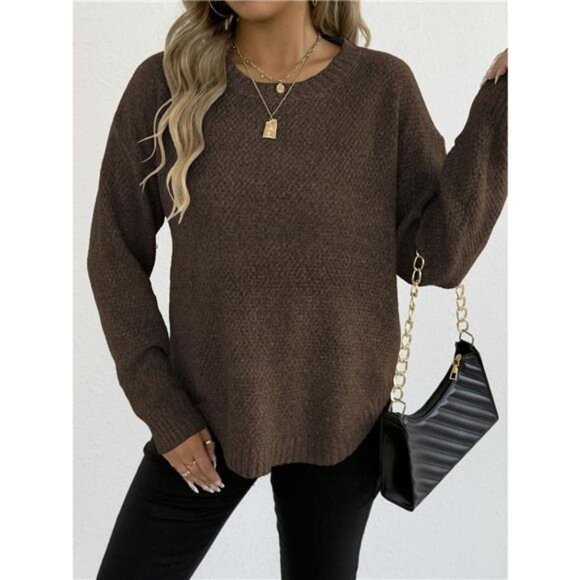 Textured Knit Relaxed Fit Round Neck Sweater - Picture 4 of 16